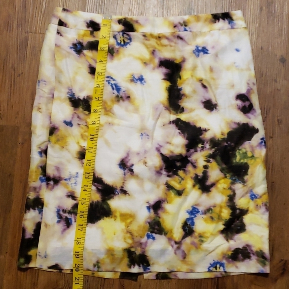 J crew silk linen blend watercolor pencil skirt